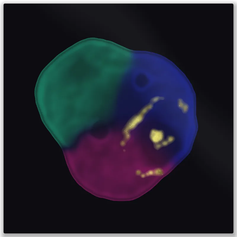Alcohol ink pour on glass over a dark background, with glowing translucent colour and gold